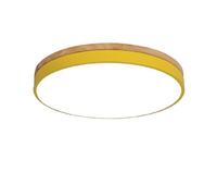 Modern Macaron LED Ceiling Light Ultra Thin Round Wooden Flush Mount Lamp for Kids' Bedroom, Kitchen, Balcony 50CM, 36W, Yellow, Stepless Dimming