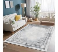 Modern Machine Washable 80 x 150 cm Flannel Area Rug, Non-Slip TPR Backing Soft Fluffy 6mm Pile - Cream Easy Care Rugs Antique Style Watercolor Flowers Texture Patterned for Living Room Bedroom