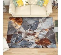 Modern Machine Washable Rug 140x200 cm White Non-Slip Low Pile Carpet for Living Room, Bedroom or Office - Volcanic Rock Marble Durable Soft Floor Mat Hallway or Hallway