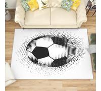 Modern Machine Washable Rug 140x200 cm White Non-Slip Low Pile Carpet for Living Room, Bedroom or Office - Polka Dot Football Durable Soft Floor Mat Hallway or Hallway