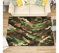Modern Machine Washable Rug 80x150 cm Multicolor Non-Slip Low Pile Carpet for Living Room, Bedroom or Office - Jungle Camouflage Style Durable Soft Floor Mat Hallway or Hallway