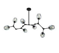 Modern Magic Bean Ceiling Light 8-Light Molecular Chandelier Crystal Linear Pendant Lamp with Glass Globe Shades Stylish Hanging Lighting for Home Decor