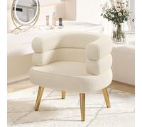 Modern Makeup Chair, Upholstered Dinning Chair with Metal Legs Mid-Century Chair Lambswools Office Chair Desk Chair, For Living Dining Room Bedroom (Color : White, Size : Gold legs