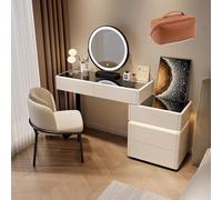 Modern Makeup Table with LED Lighted Mirror & Chair 120cm Slish Dressing Table for Bedroom Contemporary Design Beau Stat Fur