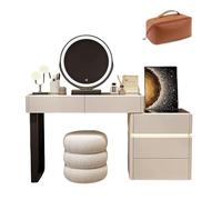 Modern Makeup Table with LED Mirror and Stool 120cm - Slish Dressing Table for Bedroom Contemporary Design with Integrated Lighting