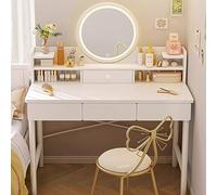 Modern Makeup Vani with Lights Space-Saving White Dressing Table with Ders Makeup Stat for Women and Girls (Size: 100 * 40 * 126cm)