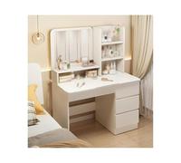 Modern Makeup Vanity Set with LED Lights Dressing Table and Stool Stylish Mirror for Girls and WomenPerfect Bedroom Furniture for Beauty and Elegance