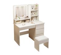 Modern Makeup Vanity Set with LED Lights Dressing Table & Stool Stylish Mirror for Girls and WomenPerfect Bedroom Furniture for Beauty Enthusiasts