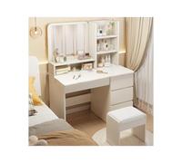 Modern Makeup Vanity Set with LED Lights Dressing Table & Stool Stylish Mirror for Girls & WomenPerfect Bedroom Furniture for Beauty Lovers