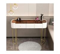 Modern Makeup Vanity Table with 2 Drawers Stylish White Dressing Table for Home Office & Bedroom Glass Top Design Simple Makeup Desk for Women