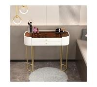 Modern Makeup Vanity Table with Glass Top 2 Drawers White Dressing Table for Home Office & Bedroom Simple & Elegant Design Perfect for Beauty & Organization