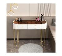 Modern Makeup Vanity Table with Glass Top White Dressing Table with 2 Drawers Simple Home Office Desk Ideal for Bedroom and Makeup Station.