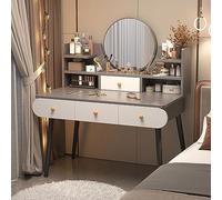 Modern Makeup Vanity Table with Mirror - Stylish Dressing Table with Ample Storage 4 Drawers - Perfect for Bedroom Studio Bathroom - Compact Design for Small Spaces