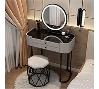 Modern Makeup Vanity with Lights & Mirror Dressing Table with Drawers Upholstered Stool Stylish Bedroom Vanity Table 70x40x78CM Perfect for Elegant Home Decor