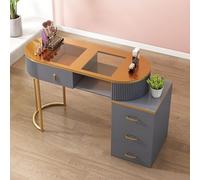 Modern Manicure Table with Drawers & Stools - Professional Nail Technician Desk for Salon & Spa - Stylish Wooden Beauty Furniture for Nail Artists