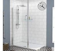 Modern Marbella 700 x 1850mm Wetroom Screen with Ceiling Post Easy Clean Glass Shower Enclosure