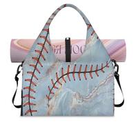 Modern Marble Baseball Sports Duffle Bag with Shoe Compartment Marble Print Weekend Overnight Bags Tote Cabin Luggage Bag for Gym Yoga Travel