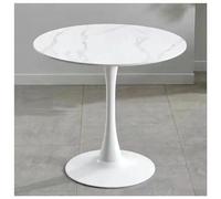 Modern Marble Bistro Dining Table Set 80cm Round Kitchen Table with Metal Base 4-Person Furniture for Kitchen Dining Room or Living Room Stylish and
