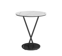 Modern Marble Coffee Table - Compact Round Center Table for Living Room or Bedroom, Stylish Side Cabinet with White Finish