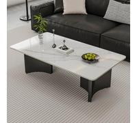 Modern Marble Coffee Table, Rectangular Center Tables for Living Room, with Sintered Stone Top Mid Century Accent Cocktail Side Table for Home Furniture