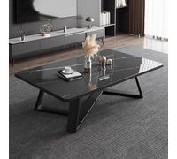 Modern Marble Coffee Table - Square Long Center Table with Durable Marble Top for Living Room, Mid Century Accent Furniture