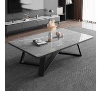 Modern Marble Coffee Table - Square Long Center Table with Durable Marble Top for Living Room, Mid Century Accent Furniture