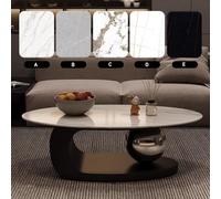 Modern Marble Coffee Table with Gold Metal Bracket, Elegant Stone Countertop, Easy to Clean, Unique Style for Home Furniture