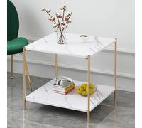 Modern Marble Coffee Tea Table 2 Tiers Sofa Side End Night Stand Storage Cabinet