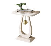 Modern Marble Console Table with Metal Frame - Minimalist Plant Stand & Flower Pot Rack - Stylish Living Room Display Shelf for TV Fish Tank - White 15.7x11.8in
