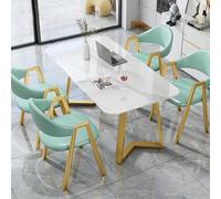 Modern Marble Dining Set for 4, Kitchen Table with 4 Chairs, Conference Table for Office & Meeting Room, Reception Furniture (140x80x75cm / 55x31x30inch)