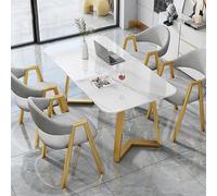 Modern Marble Dining Set for 4, Kitchen Table with 4 Chairs, Conference Table for Office & Meeting Room, Reception Furniture (120x60x75cm/47x24x30inch)