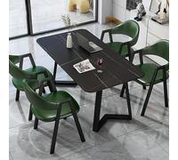 Modern Marble Dining Set for 4, Kitchen Table with 4 Chairs, Conference Table for Office & Meeting Room, 120x60x75cm (47x24x30inch), Stylish Reception Furniture