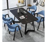 Modern Marble Dining Set for 4, Kitchen Table with 4 Chairs, Conference Table for Office & Reception, Meeting Room Furniture (130x70x75cm)