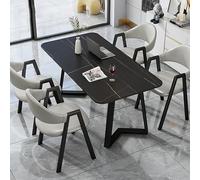 Modern Marble Dining Table Set for 4, Kitchen Coffee Table with 4 Chairs, Conference Table for Home Office Meetings and Gatherings