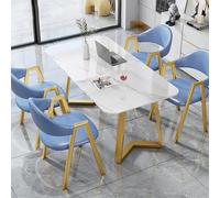 Modern Marble Dining Table Set for 4 Stylish Coffee Table with 4 Chairs - Ideal for Kitchen Dining Room Home Office Reception & Conference Spaces Elegant Design