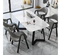 Modern Marble Dining Table Set for 4, Stylish Kitchen Coffee Table with 4 Chairs, Conference Table for Home Office Meetings and Events