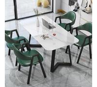 Modern Marble Dining Table Set for 4, Stylish Kitchen Coffee Table with 4 Chairs, Conference Table for Home Office Meetings and Events