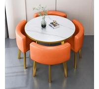 Modern Marble Dining Table Set for 4 with Chairs Stylish Retro Desk and Chair Combo Elegant Lounge and Living Room Furniture for Contemporary Interiors