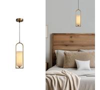 Modern Marble Glass Light, 16.93" Copper Chandelier, E14 Adjustable Ceiling Fixture for Kitchen Island Dining Room Bedroom Hallway Home Decor Lighting Fixture Anteroom
