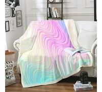 Modern Marble Plush Blanket Pastel Rainbow Marble Printed Fleece Blanket for Bed Sofa Couch Chic Luxury Colorful Stripe Lines Sherpa Throw Blanket Microfiber Fuzzy Blanket Room Decor Single 50"x60"