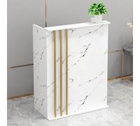 Modern Marble Reception Desk with Lockable Drawer - Stylish Corner Retail Counter Cabinet for Office Showcase, Cash Desk & Welcome Reception Unit, Elegant Storage Solution