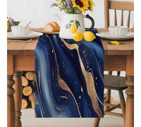 Modern Marble Texture Pattern Table Runner 72 Inches Long,Table Runners Kitchen Dining Tables Decoration for Home Party Decor, Blue Gold Gradient Tables Runner Wedding Dresser Scarf