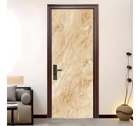 Modern Marble Texture Waterproof Self-Adhesive PVC Art Door Stickers for Interior Doors&Wall, Brown Removable Door Poster Sticker Wallpaper Decoration for Bedroom Living Bathroom 95x215 cm