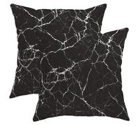 Modern Marble Throw Pillow Covers Set of 2, Black White Decorative Cushion Cases, Stylish Home Decor for Sofa Bed Couch 14x14 Inch