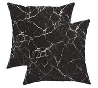 Modern Marble Throw Pillow Covers Set of 2, Black White Decorative Cushion Cases, Stylish Home Decor for Sofa Bed Couch 20x20 Inch