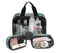 Modern Marble Travel Makeup Bag for Women Men, Dinosa Marble Translucent Cosmetic Bags 3 Pcs Large Shower Wash Pouch Toiletry Cosmetic Toiletries Organizer