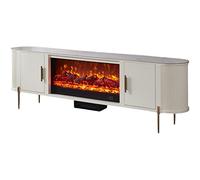 Modern Marble TV Cabinet with Electric Fireplace - Stylish Living Room Furniture for Home Decor Contemporary Design and Cozy Ambiance