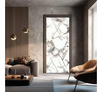 Modern Marble Wall Murals and Door Stickers, 2 Pieces Set, Geometric Triangle Interior Door Covers for Glass, Self-Adhesive Elegant Gold Vein Doors Posters for Kitchen Toilet Signs 100x200 cm