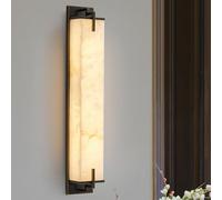 Modern Marble Wall Sconce Natural Alabaster Sconce Bedroom White Stone Wall Mount Lamp Brass Wall Sconce Lighting for Bathroom Living Room Dining Room Kitchen Hallway