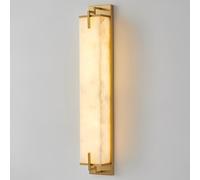 Modern Marble Wall Sconce Natural Alabaster Sconce Bedroom White Stone Wall Mount Lamp Brass Wall Sconce Lighting for Bathroom Living Room Dining Room Kitchen Hallway